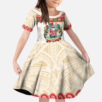 Mele Kalikimaka Hawaii Family Matching Summer Maxi Dress and Hawaiian Shirt Funny Beer-Loving Santa Hawaiian Tropical LT14 Daughter's Dress Red - Polynesian Pride