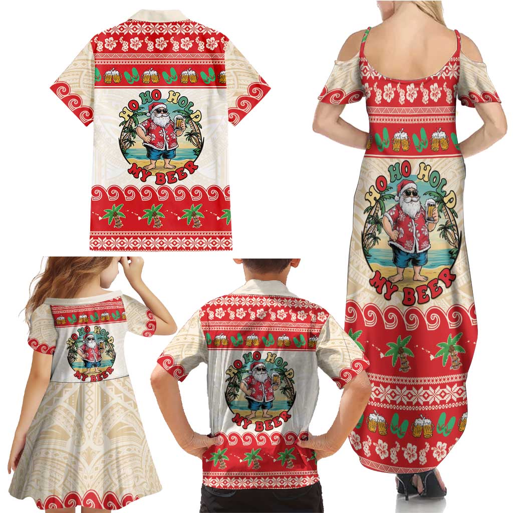Mele Kalikimaka Hawaii Family Matching Summer Maxi Dress and Hawaiian Shirt Funny Beer-Loving Santa Hawaiian Tropical LT14 - Polynesian Pride