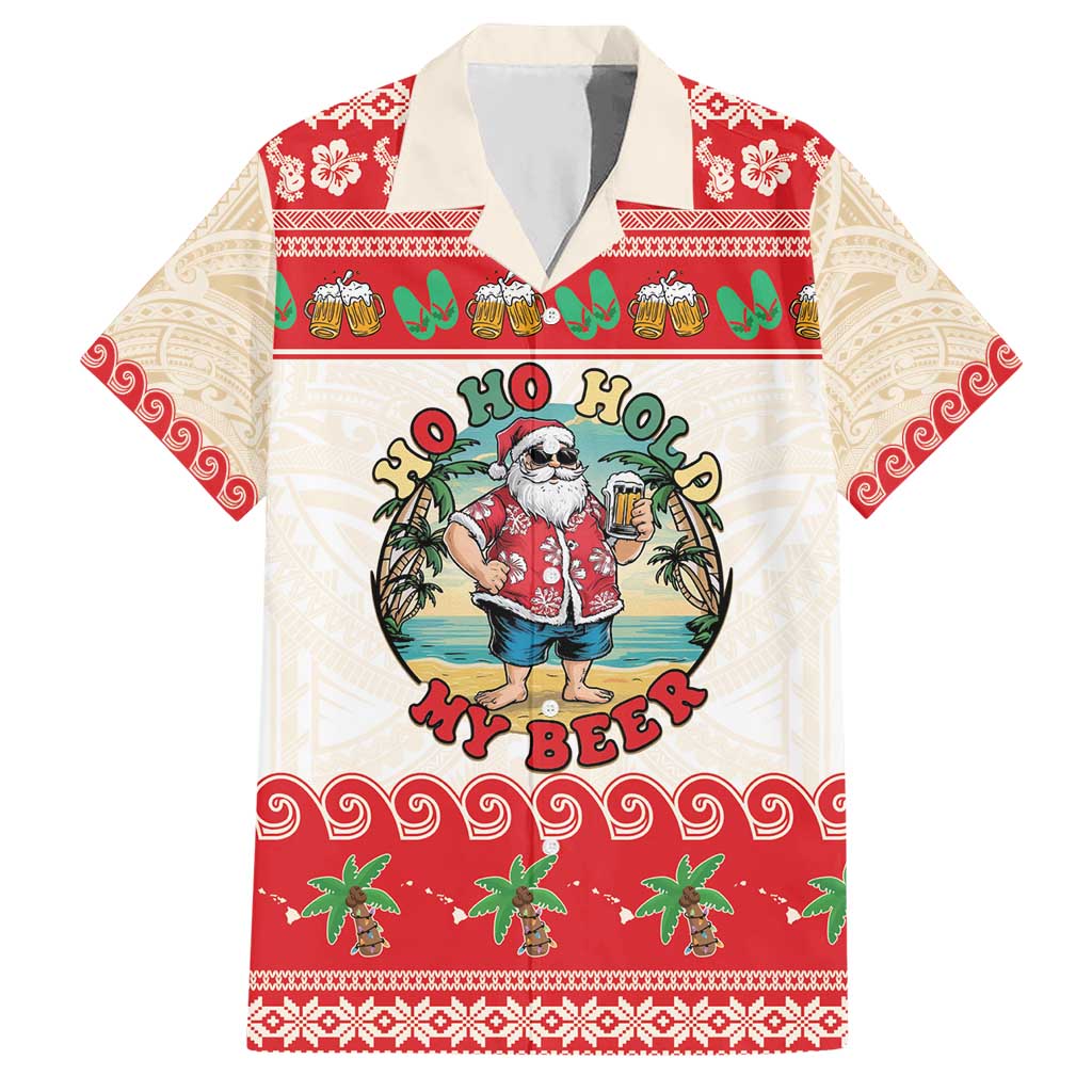 Mele Kalikimaka Hawaii Hawaiian Shirt Funny Beer-Loving Santa Hawaiian Tropical LT14 Red - Polynesian Pride