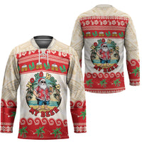 Mele Kalikimaka Hawaii Hockey Jersey Funny Beer-Loving Santa Hawaiian Tropical - Polynesian Pride