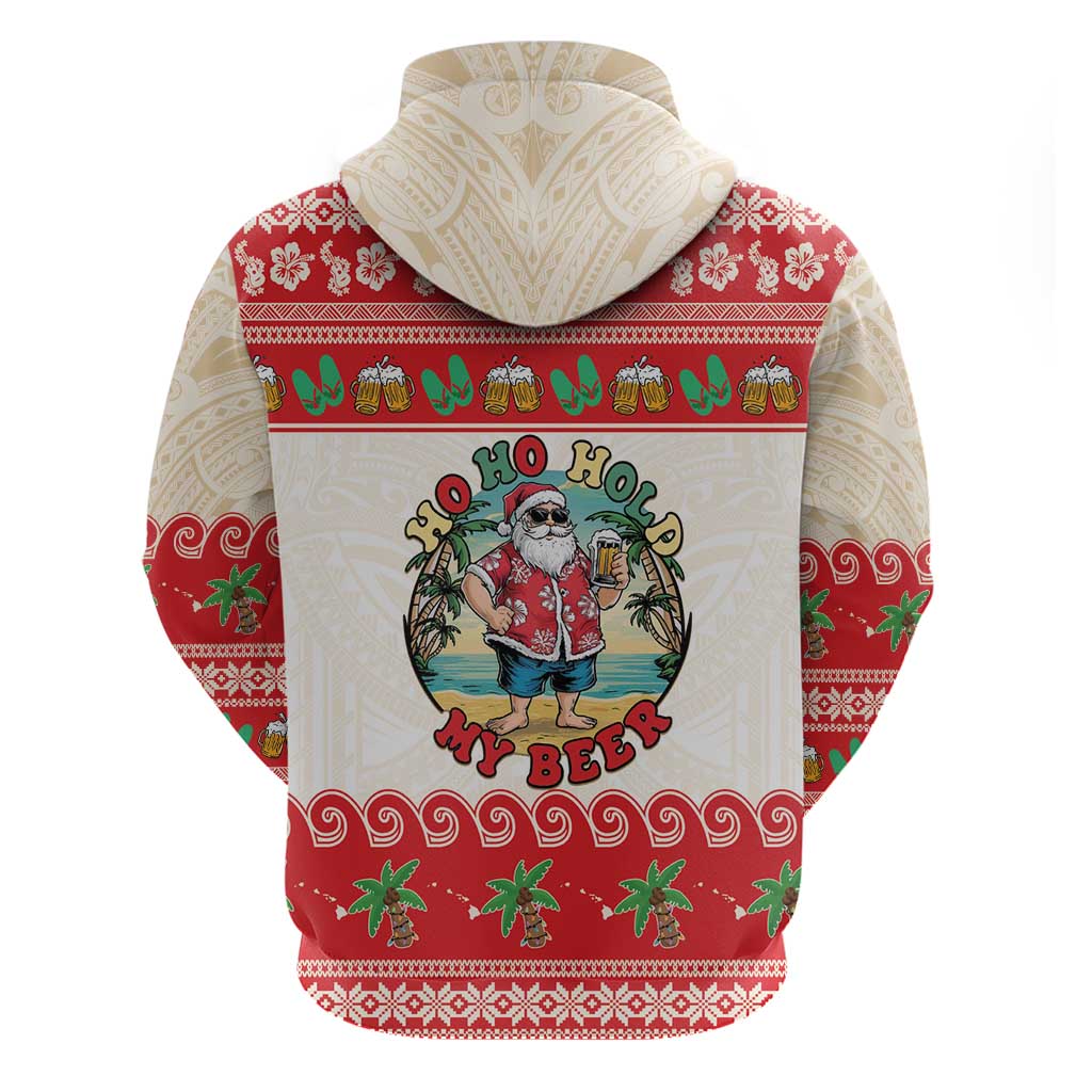 Mele Kalikimaka Hawaii Hoodie Funny Beer-Loving Santa Hawaiian Tropical LT14 - Polynesian Pride