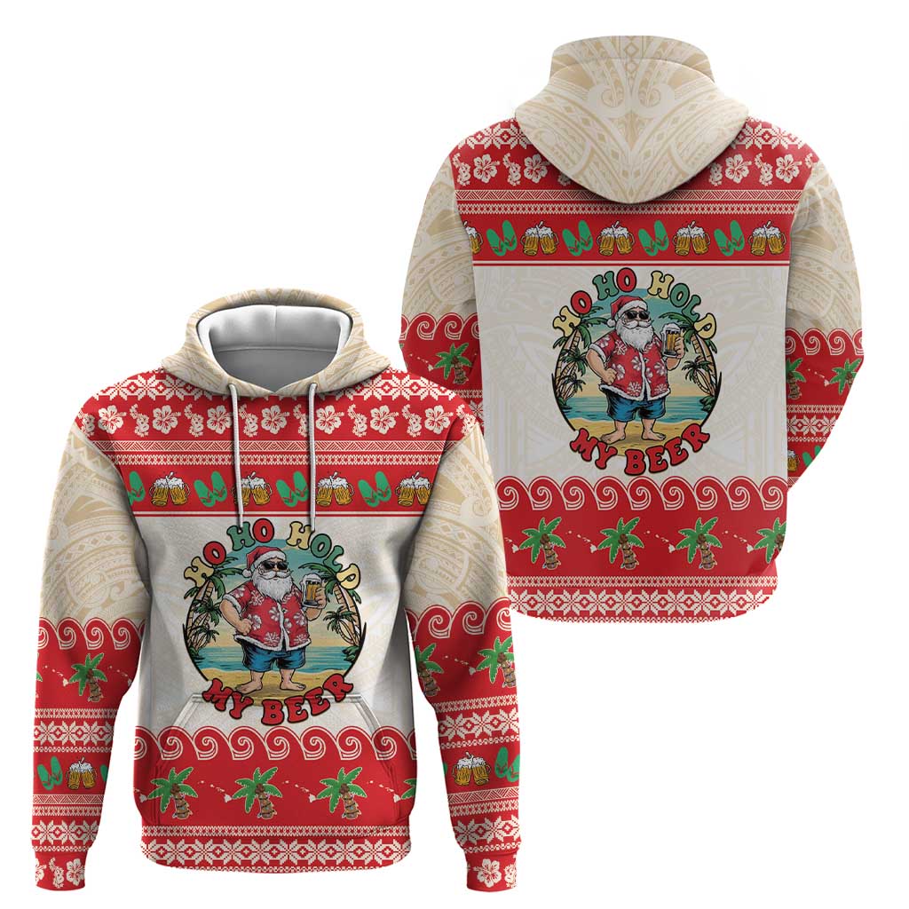 Mele Kalikimaka Hawaii Hoodie Funny Beer-Loving Santa Hawaiian Tropical LT14 - Polynesian Pride