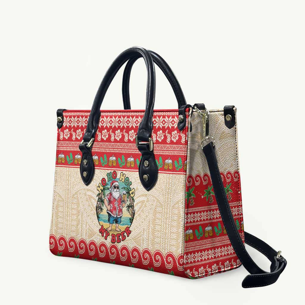Mele Kalikimaka Hawaii Leather Bag Funny Beer-Loving Santa Hawaiian Tropical - Polynesian Pride