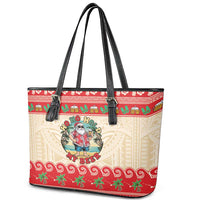Mele Kalikimaka Hawaii Leather Tote Bag Funny Beer-Loving Santa Hawaiian Tropical LT14 - Polynesian Pride