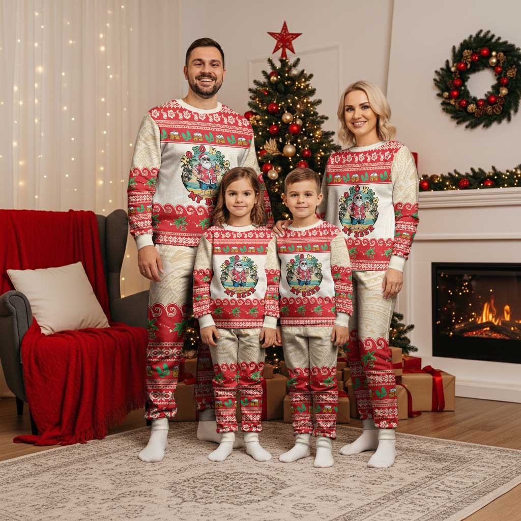 Mele Kalikimaka Hawaii Christmas Pajama Set Funny Beer-Loving Santa Hawaiian Tropical - Polynesian Pride