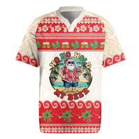 Mele Kalikimaka Hawaii Rugby Jersey Funny Beer-Loving Santa Hawaiian Tropical - Polynesian Pride