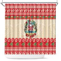Mele Kalikimaka Hawaii Shower Curtain Funny Beer-Loving Santa Hawaiian Tropical LT14 Red - Polynesian Pride