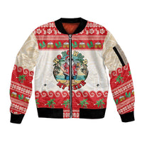 Mele Kalikimaka Hawaii Sleeve Zip Bomber Jacket Funny Beer-Loving Santa Hawaiian Tropical LT14 Unisex Red - Polynesian Pride