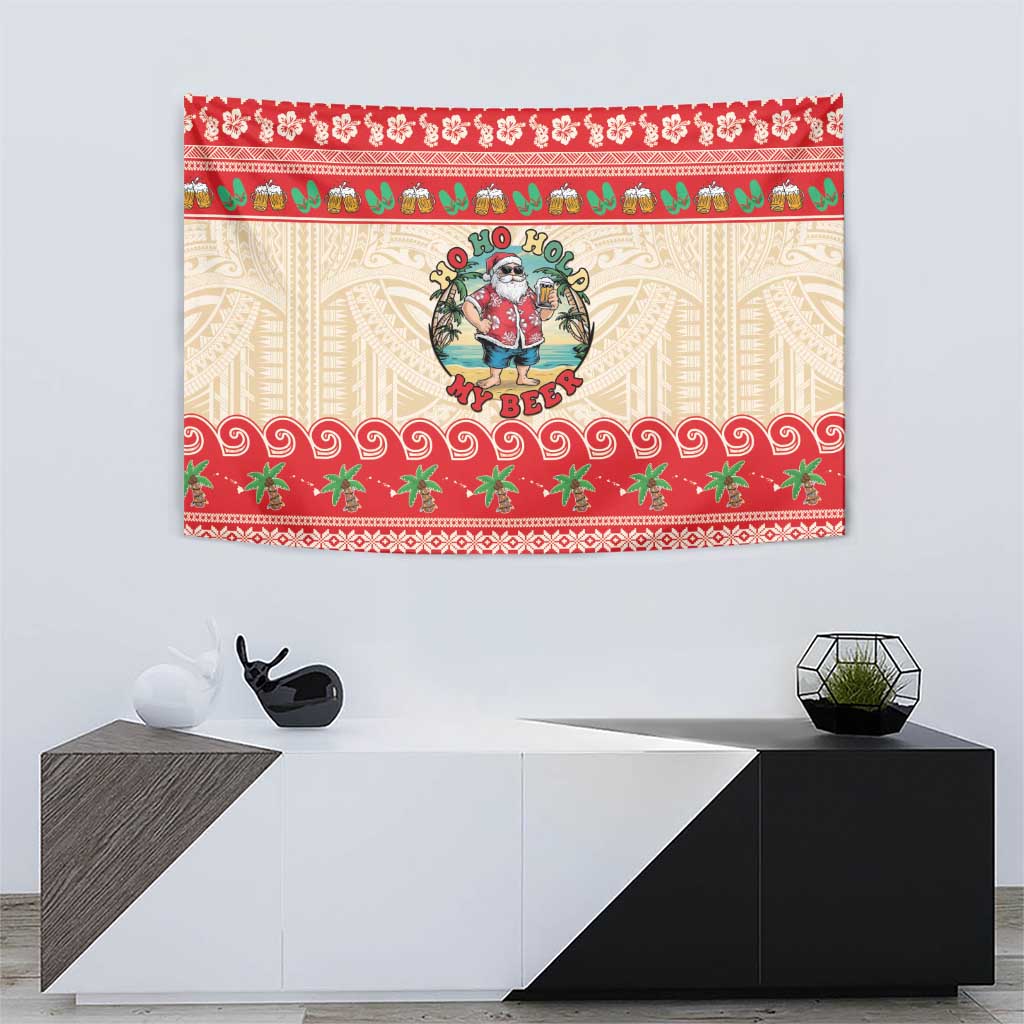 Mele Kalikimaka Hawaii Tapestry Funny Beer-Loving Santa Hawaiian Tropical LT14 - Polynesian Pride