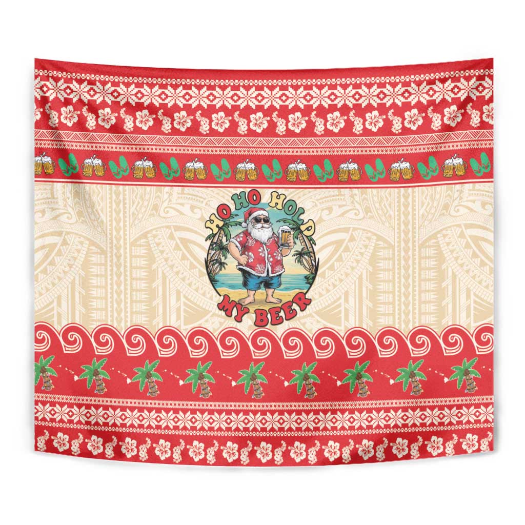 Mele Kalikimaka Hawaii Tapestry Funny Beer-Loving Santa Hawaiian Tropical LT14 - Polynesian Pride