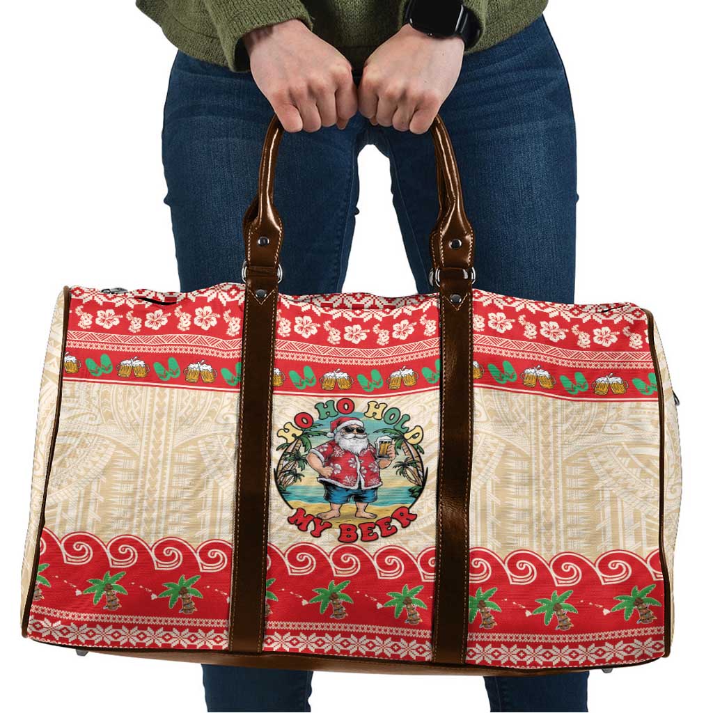 Mele Kalikimaka Hawaii Travel Bag Funny Beer-Loving Santa Hawaiian Tropical LT14 Red - Polynesian Pride