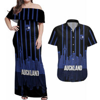 New Zealand Auckland Football Custom Couples Matching Off Shoulder Maxi Dress and Hawaiian Shirt Go City of Sails Est 2025