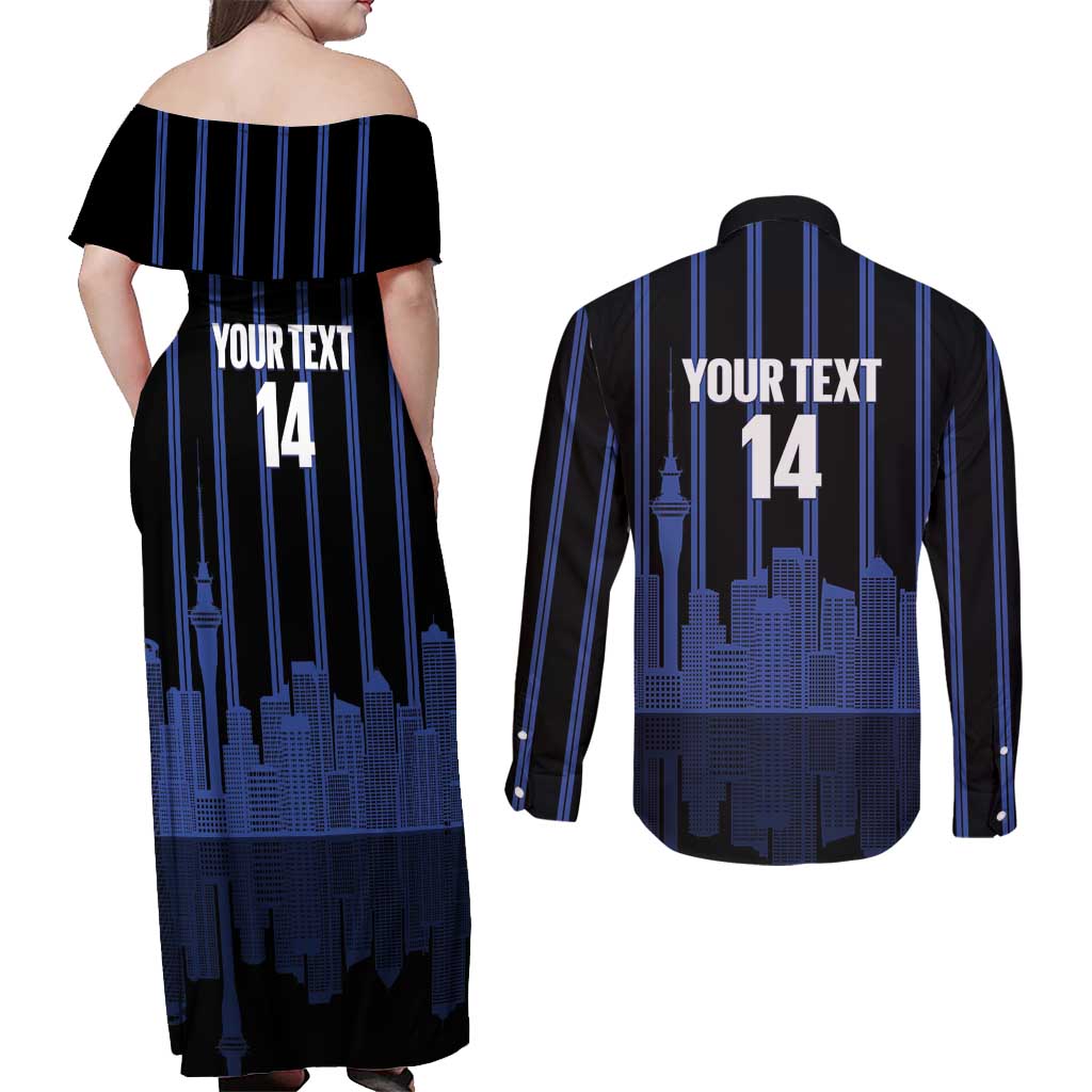 New Zealand Auckland Football Custom Couples Matching Off Shoulder Maxi Dress and Long Sleeve Button Shirt Go City of Sails Est 2025