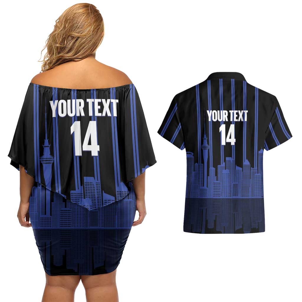New Zealand Auckland Football Custom Couples Matching Off Shoulder Short Dress and Hawaiian Shirt Go City of Sails Est 2025