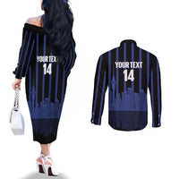 New Zealand Auckland Football Custom Couples Matching Off The Shoulder Long Sleeve Dress and Long Sleeve Button Shirt Go City of Sails Est 2025