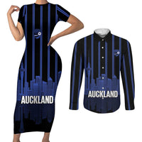New Zealand Auckland Football Custom Couples Matching Short Sleeve Bodycon Dress and Long Sleeve Button Shirt Go City of Sails Est 2025