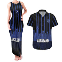 New Zealand Auckland Football Custom Couples Matching Tank Maxi Dress and Hawaiian Shirt Go City of Sails Est 2025 LT14 Black - Polynesian Pride