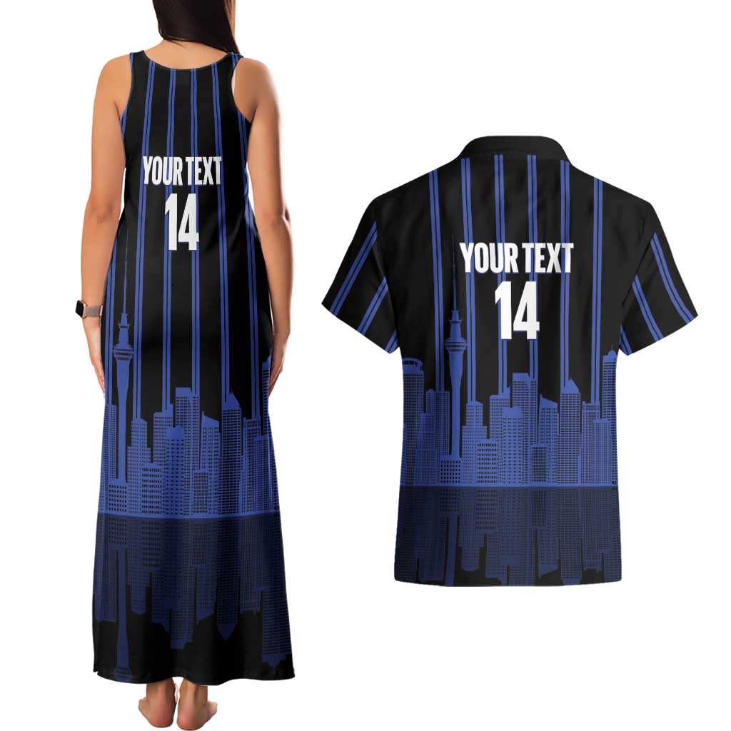 New Zealand Auckland Football Custom Couples Matching Tank Maxi Dress and Hawaiian Shirt Go City of Sails Est 2025 LT14 - Polynesian Pride