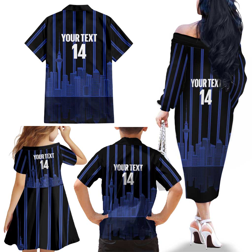 New Zealand Auckland Football Custom Family Matching Off The Shoulder Long Sleeve Dress and Hawaiian Shirt Go City of Sails Est 2025