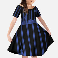 New Zealand Auckland Football Custom Family Matching Off Shoulder Short Dress and Hawaiian Shirt Go City of Sails Est 2025 LT14 Daughter's Dress Black - Polynesian Pride