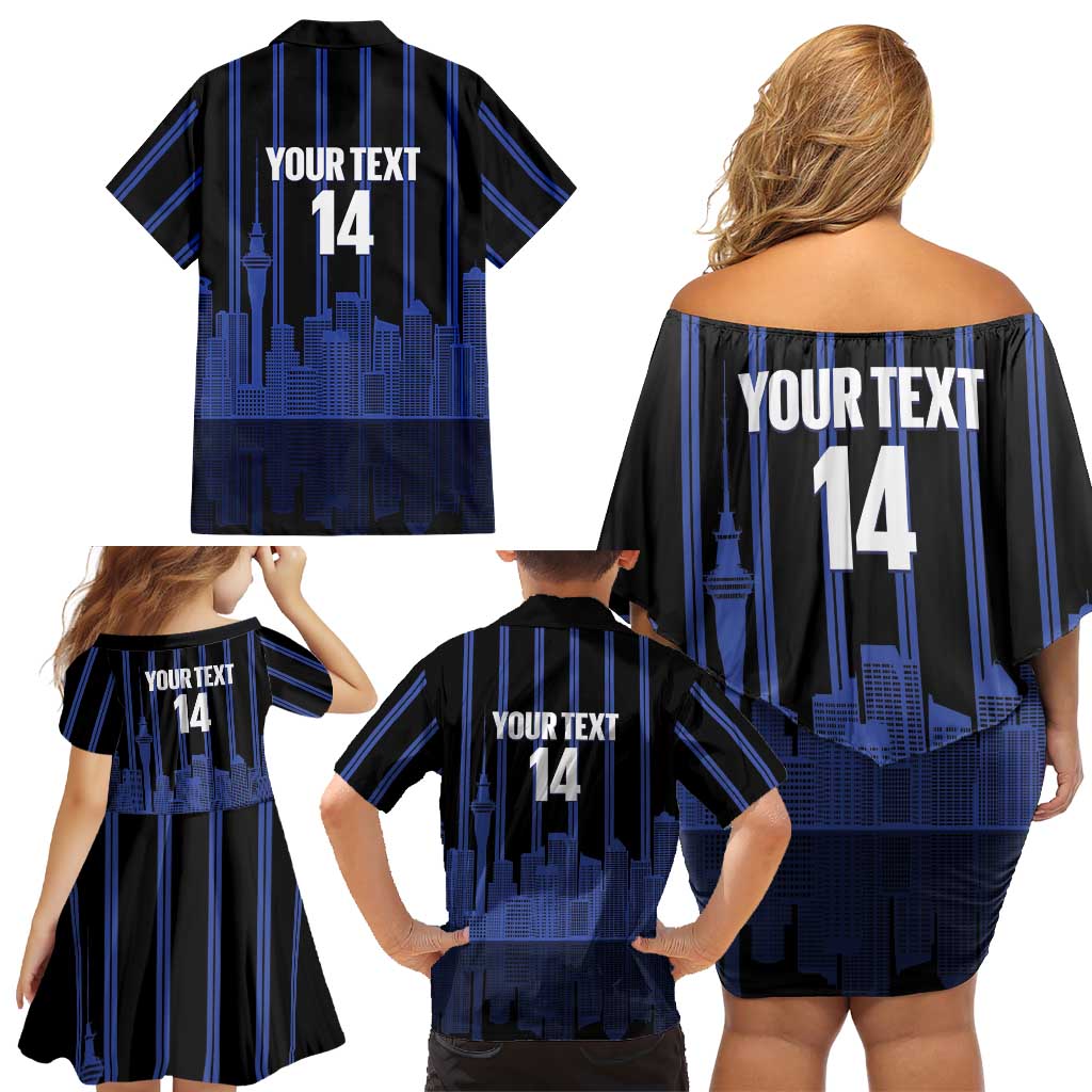 New Zealand Auckland Football Custom Family Matching Off Shoulder Short Dress and Hawaiian Shirt Go City of Sails Est 2025 LT14 - Polynesian Pride