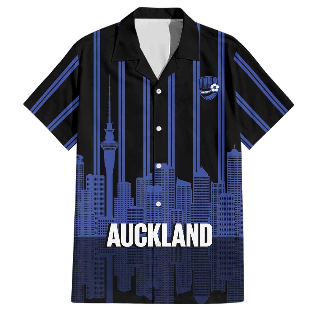 New Zealand Auckland Football Custom Family Matching Off Shoulder Short Dress and Hawaiian Shirt Go City of Sails Est 2025 LT14 Dad's Shirt - Short Sleeve Black - Polynesian Pride