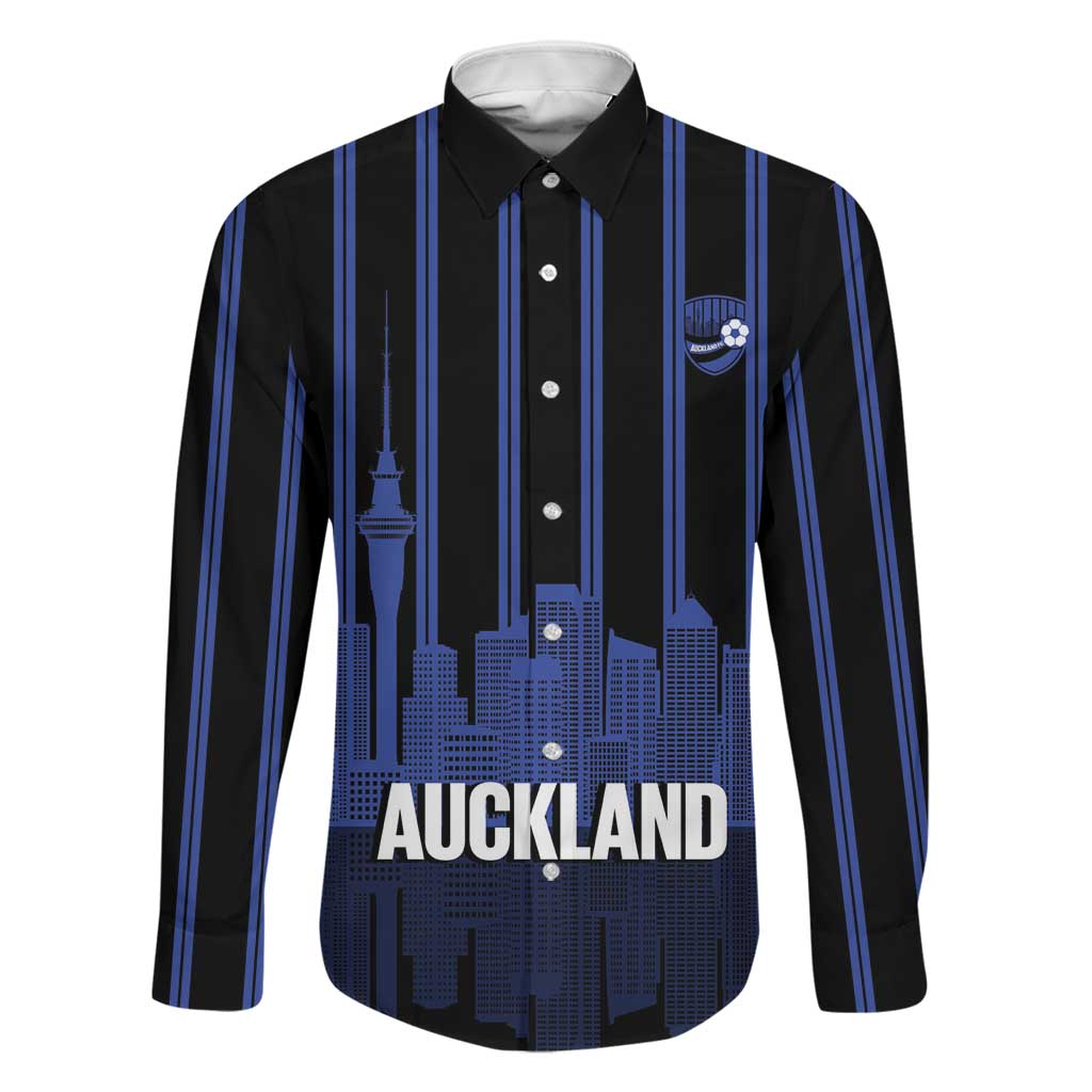 New Zealand Auckland Football Custom Family Matching Off Shoulder Short Dress and Hawaiian Shirt Go City of Sails Est 2025 LT14 Dad's Shirt - Long Sleeve Black - Polynesian Pride