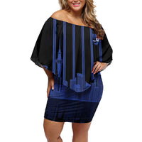 New Zealand Auckland Football Custom Family Matching Off Shoulder Short Dress and Hawaiian Shirt Go City of Sails Est 2025 LT14 Mom's Dress Black - Polynesian Pride