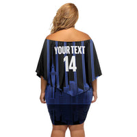 New Zealand Auckland Football Custom Family Matching Off Shoulder Short Dress and Hawaiian Shirt Go City of Sails Est 2025 LT14 - Polynesian Pride