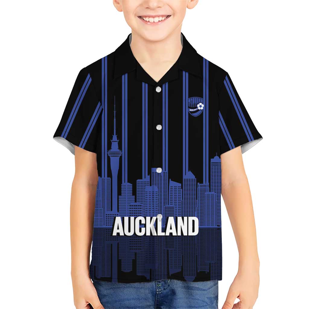 New Zealand Auckland Football Custom Family Matching Off Shoulder Short Dress and Hawaiian Shirt Go City of Sails Est 2025 LT14 Son's Shirt Black - Polynesian Pride