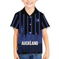 New Zealand Auckland Football Custom Family Matching Off Shoulder Short Dress and Hawaiian Shirt Go City of Sails Est 2025 LT14 Son's Shirt Black - Polynesian Pride