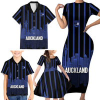 New Zealand Auckland Football Custom Family Matching Short Sleeve Bodycon Dress and Hawaiian Shirt Go City of Sails Est 2025
