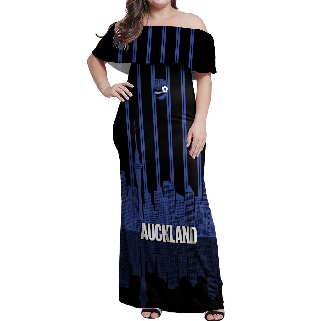 New Zealand Auckland Football Custom Off Shoulder Maxi Dress Go City of Sails Est 2025