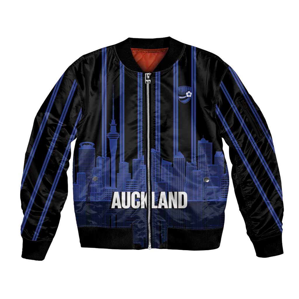 New Zealand Auckland Football Custom Sleeve Zip Bomber Jacket Go City of Sails Est 2025