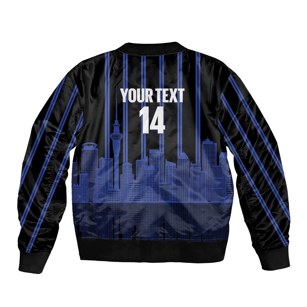 New Zealand Auckland Football Custom Sleeve Zip Bomber Jacket Go City of Sails Est 2025