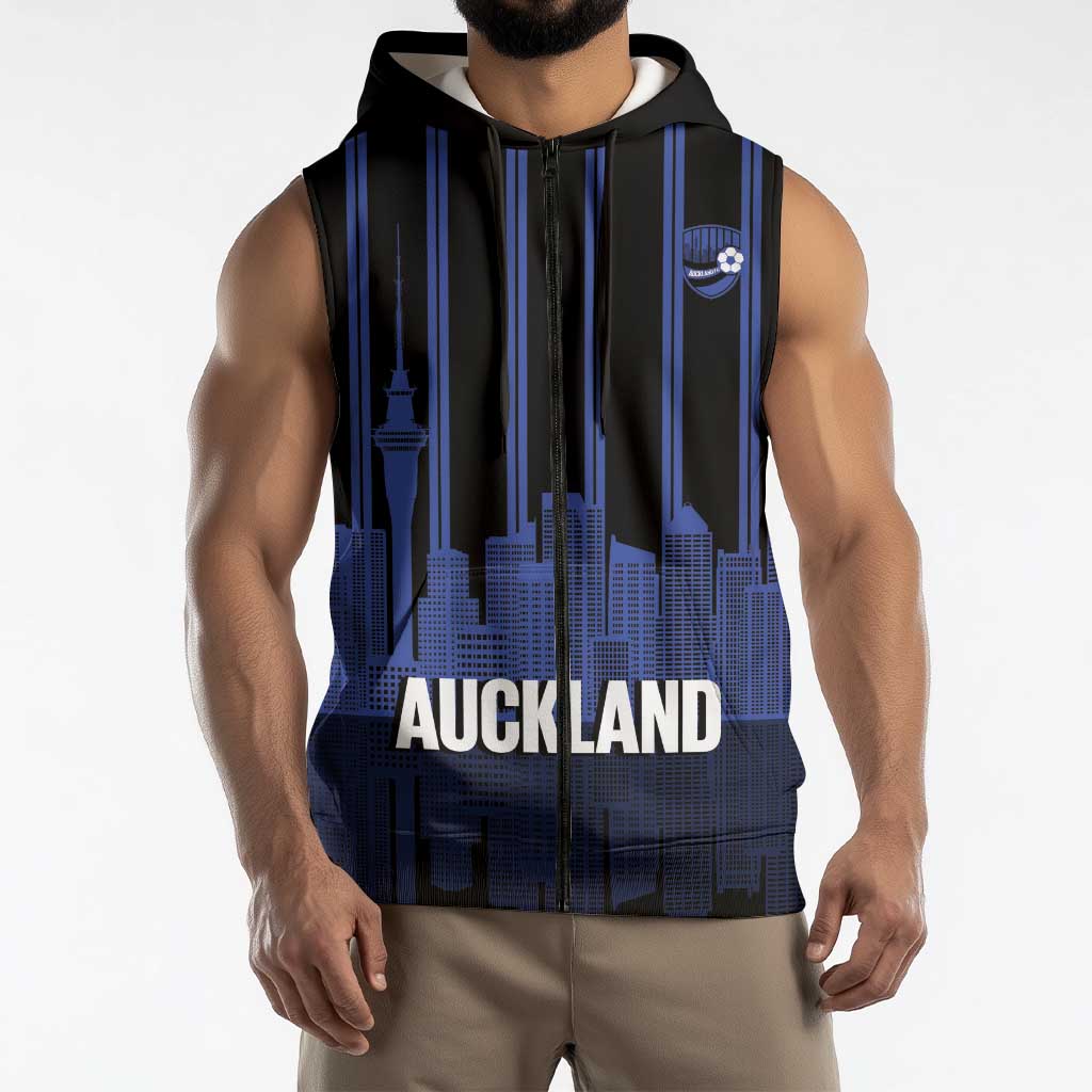 New Zealand Auckland Football Custom Sleeveless Zip Hoodie Go City of Sails Est 2025