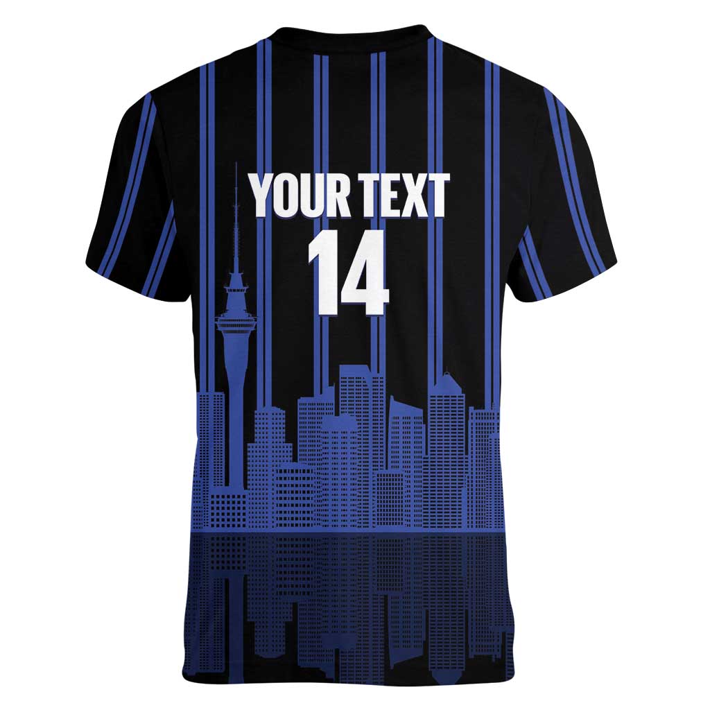 New Zealand Auckland Football Custom Women V-Neck T-Shirt Go City of Sails Est 2025