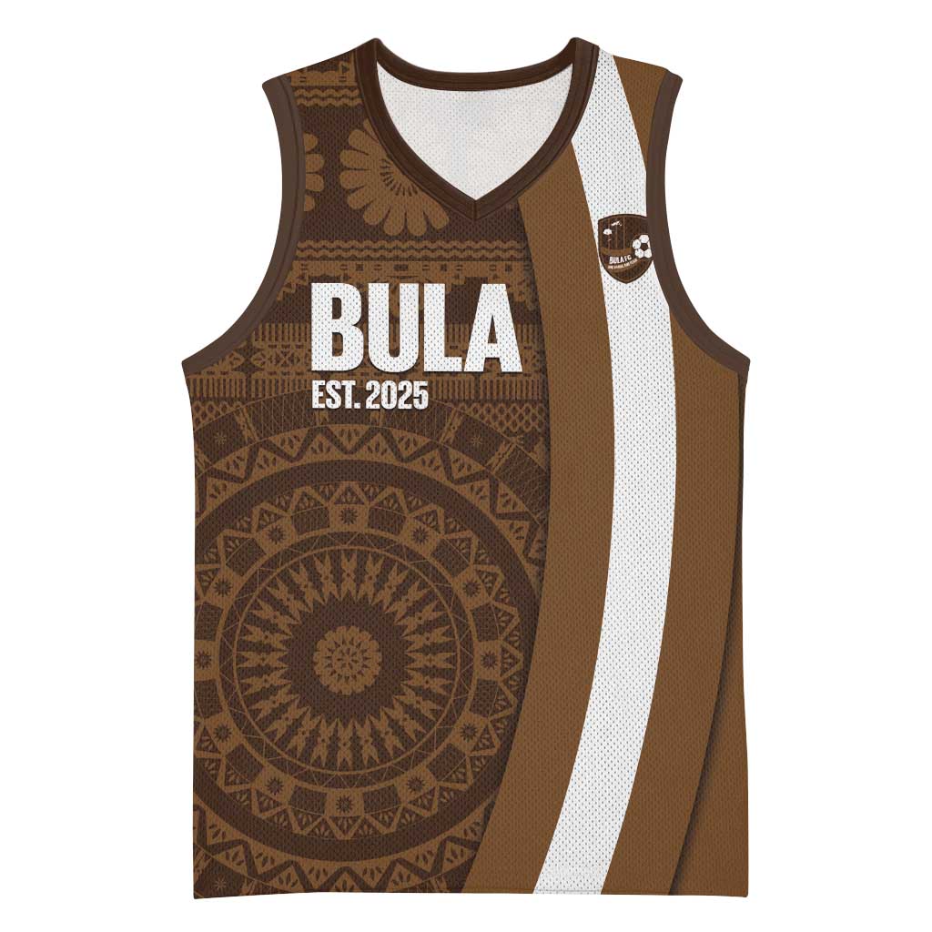 Bula Fiji Football Custom Basketball Jersey One Vanua One Team Tapa Pattern LT14 Unisex Brown - Polynesian Pride
