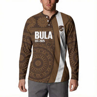 Bula Fiji Football Custom Button Sweatshirt One Vanua One Team Tapa Pattern