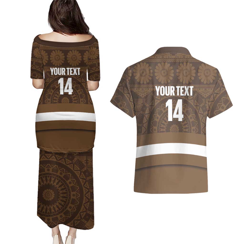 Bula Fiji Football Custom Couples Matching Puletasi and Hawaiian Shirt One Vanua One Team Tapa Pattern