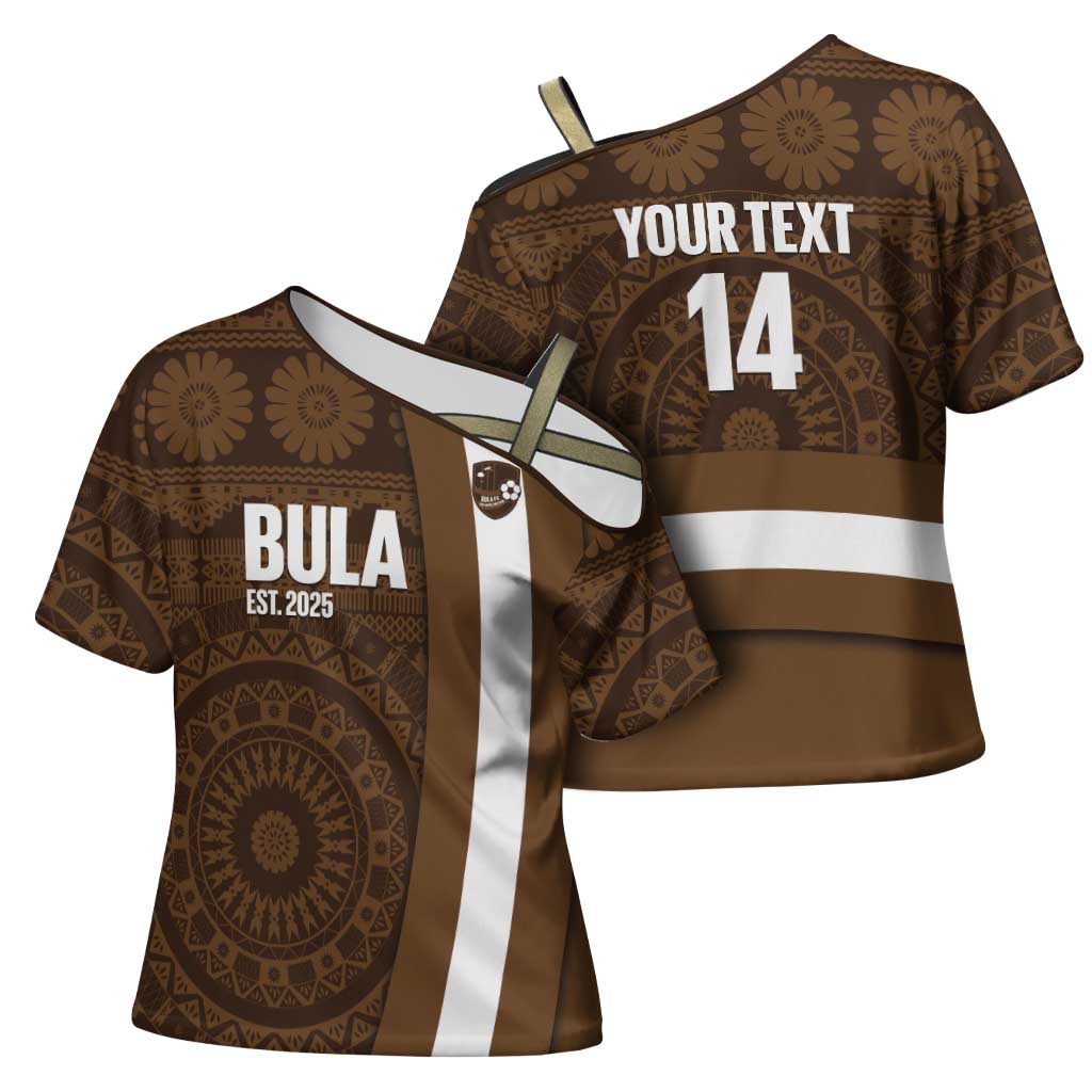 Bula Fiji Football Custom Cross Shoulder Shirt One Vanua One Team Tapa Pattern LT14 - Polynesian Pride