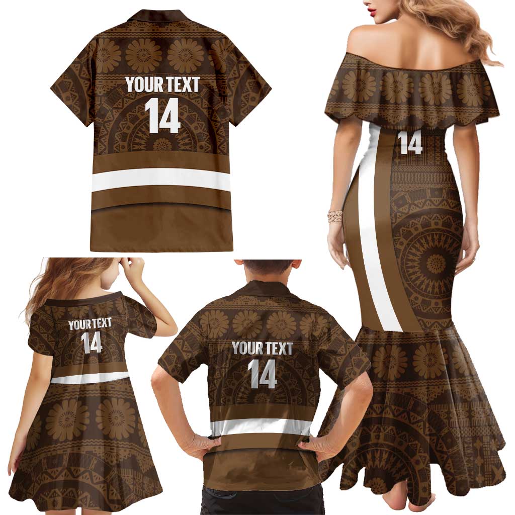 Bula Fiji Football Custom Family Matching Mermaid Dress and Hawaiian Shirt One Vanua One Team Tapa Pattern
