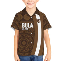 Bula Fiji Football Custom Family Matching Off Shoulder Maxi Dress and Hawaiian Shirt One Vanua One Team Tapa Pattern