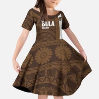 Bula Fiji Football Custom Kid Short Sleeve Dress One Vanua One Team Tapa Pattern LT14 KID Brown - Polynesian Pride