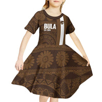 Bula Fiji Football Custom Kid Short Sleeve Dress One Vanua One Team Tapa Pattern LT14 - Polynesian Pride