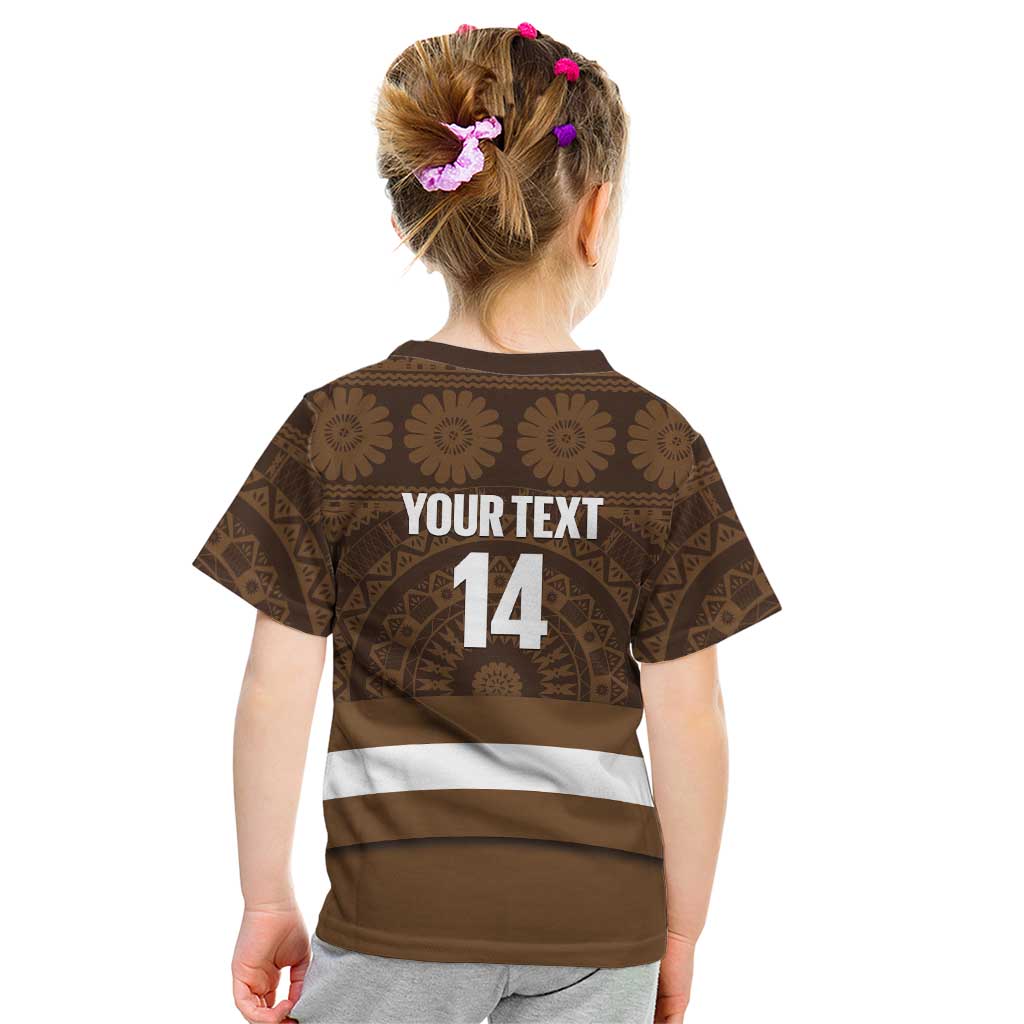 Bula Fiji Football Custom Kid T Shirt One Vanua One Team Tapa Pattern LT14 - Polynesian Pride