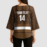 Bula Fiji Football Custom Kimono Sleeve Blouse One Vanua One Team Tapa Pattern LT14 - Polynesian Pride