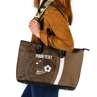 Bula Fiji Football Custom Leather Tote Bag One Vanua One Team Tapa Pattern