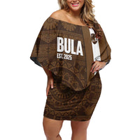 Bula Fiji Football Custom Off Shoulder Short Dress One Vanua One Team Tapa Pattern