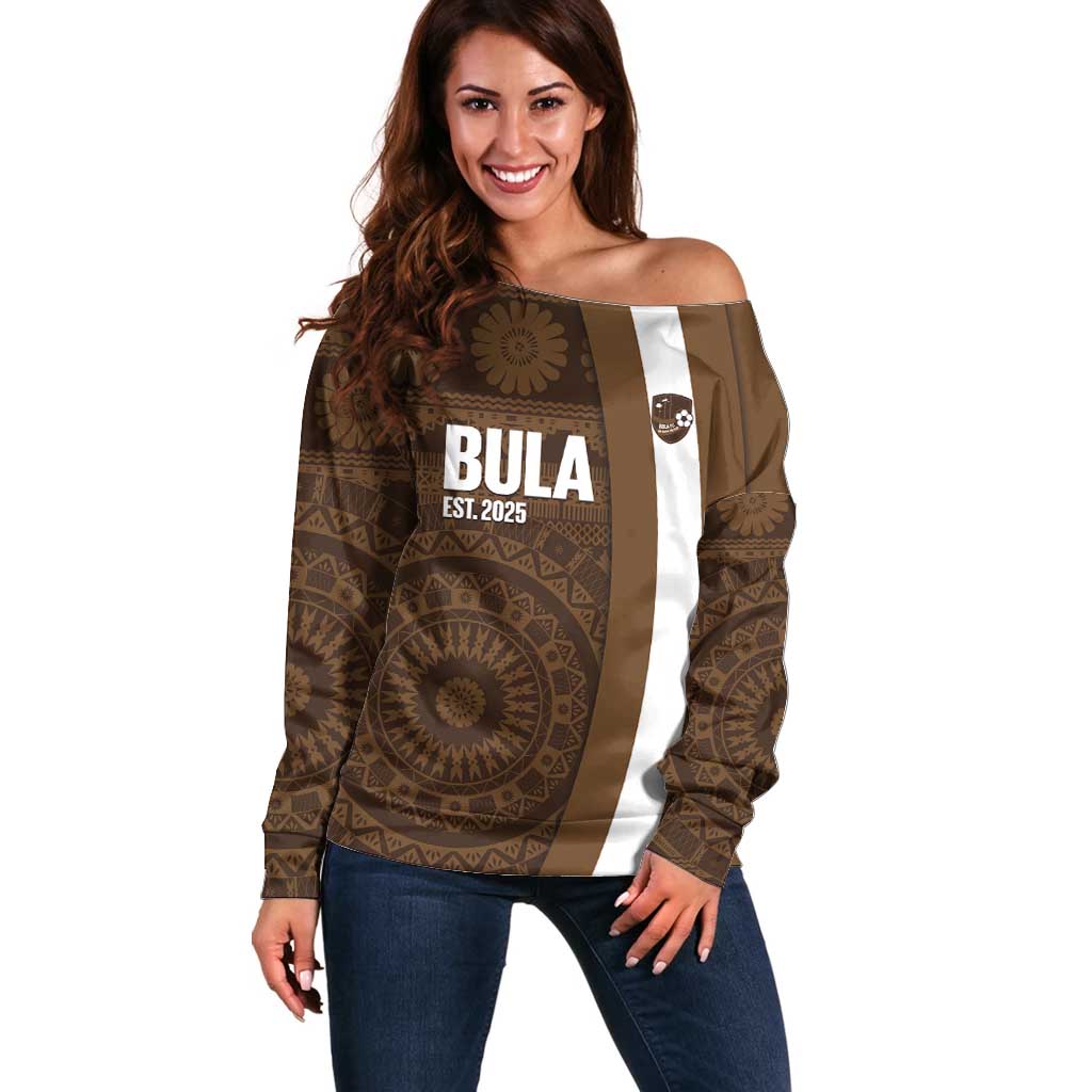 Bula Fiji Football Custom Off Shoulder Sweater One Vanua One Team Tapa Pattern